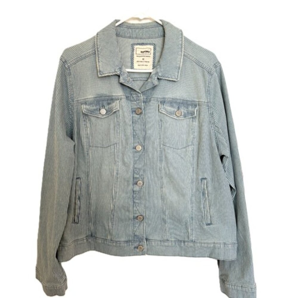 Sonoma Goods for Life Striped Jean Jacket Sz XL
